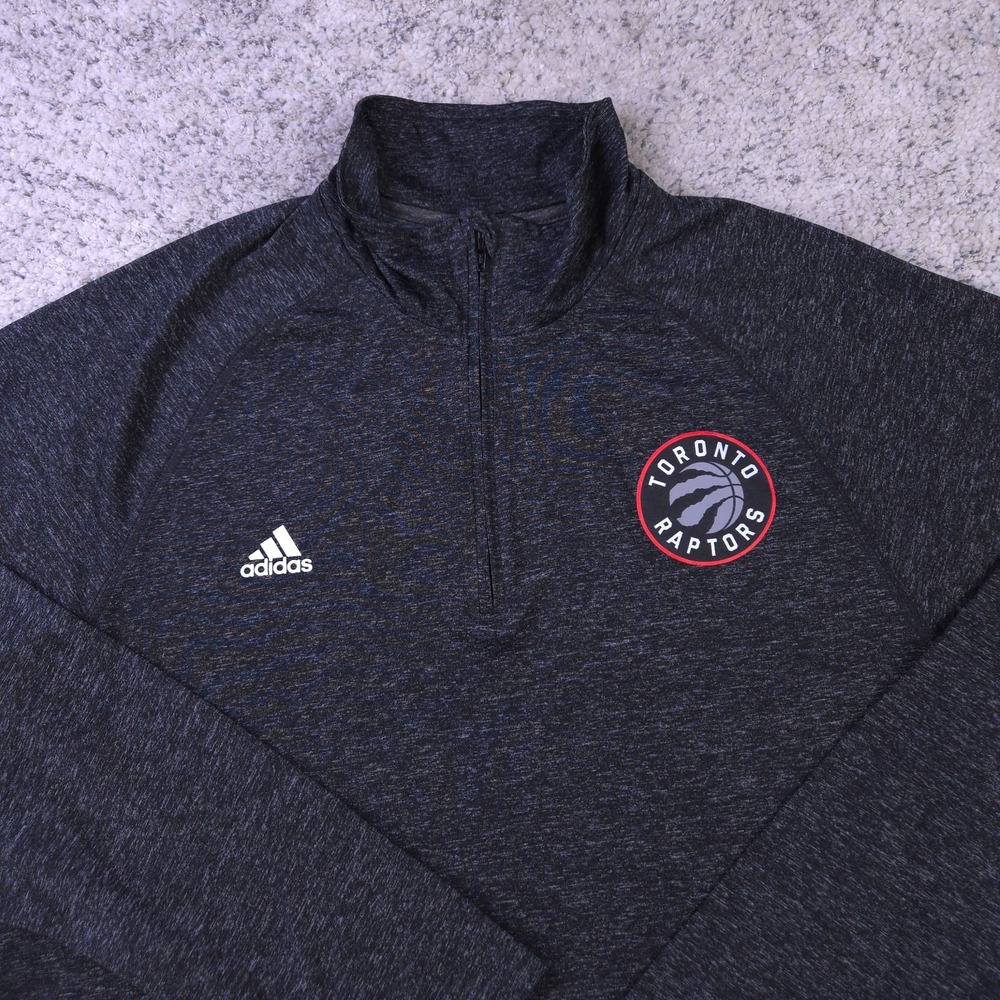 Adidas Toronto Raptors Mens Medium Quarter Zip Pullover Gray NBA Sweater M